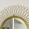 Engineered Iron Round Wall Mirror in Golden Colour - top_view
