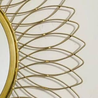 Engineered Iron Round Wall Mirror in Golden Colour