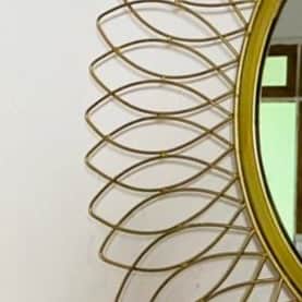 Engineered Iron Round Wall Mirror in Golden Colour - right_view