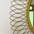 Engineered Iron Round Wall Mirror in Golden Colour - right_view