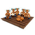 Terracotta & Wood Blue Musical Ganesh - photo