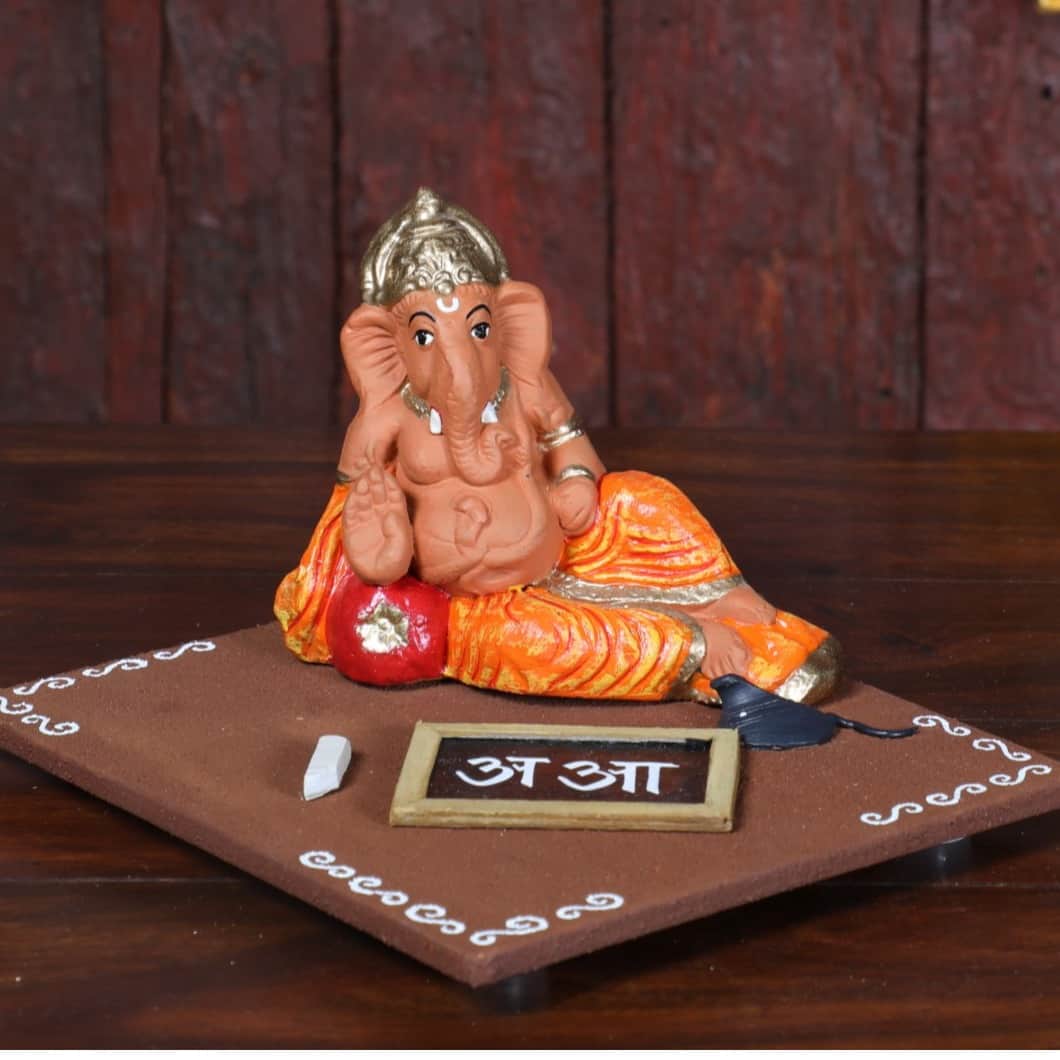 Terracotta Shri Ganesha Teacher - top_view