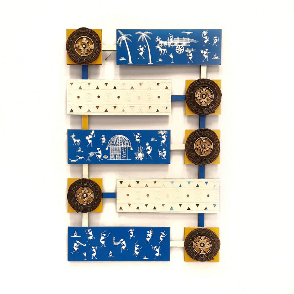 Wooden Mystical mural wall piece (Warli + Lipan Work) - photo