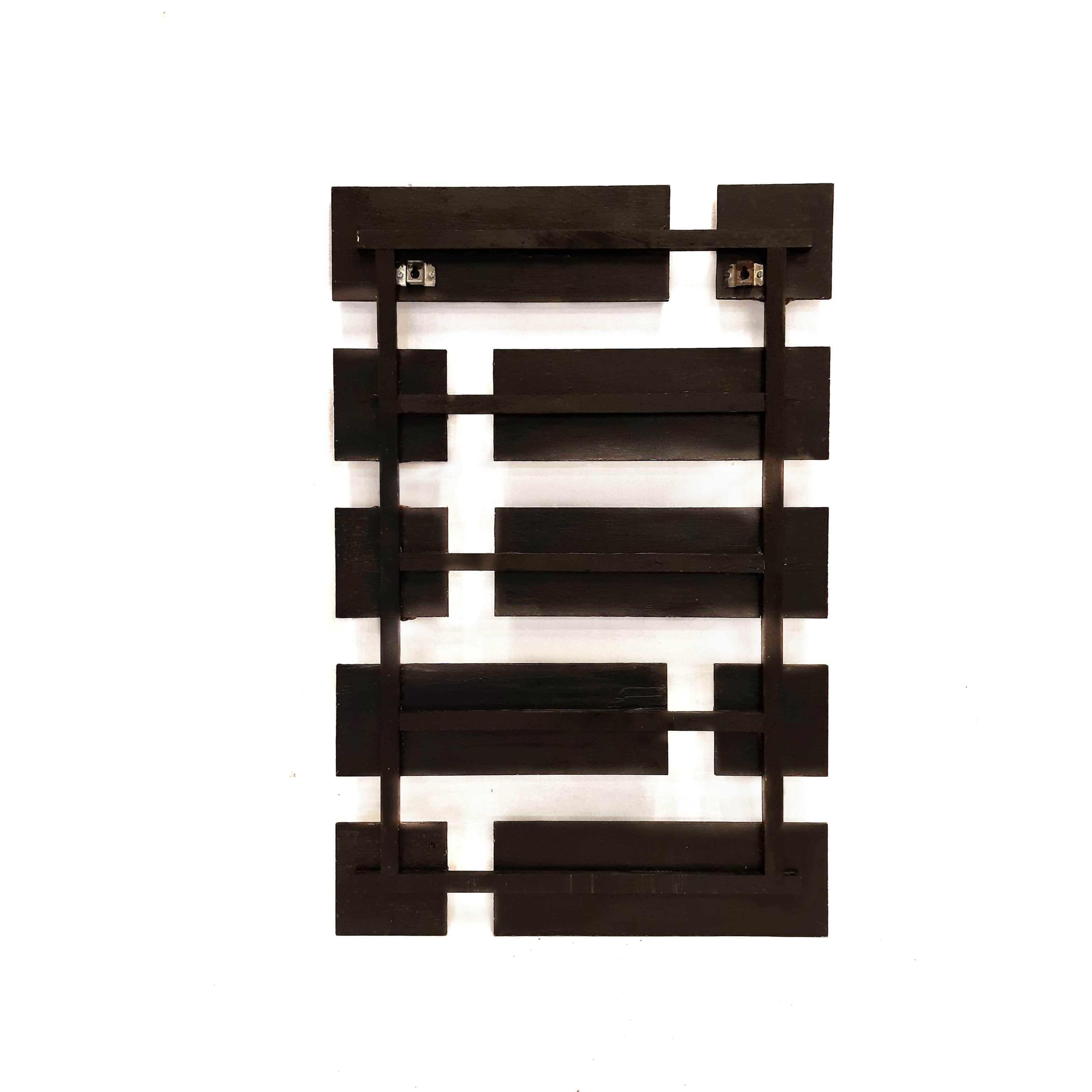 Wooden Mystical mural wall piece (Warli + Lipan Work) - rear_view