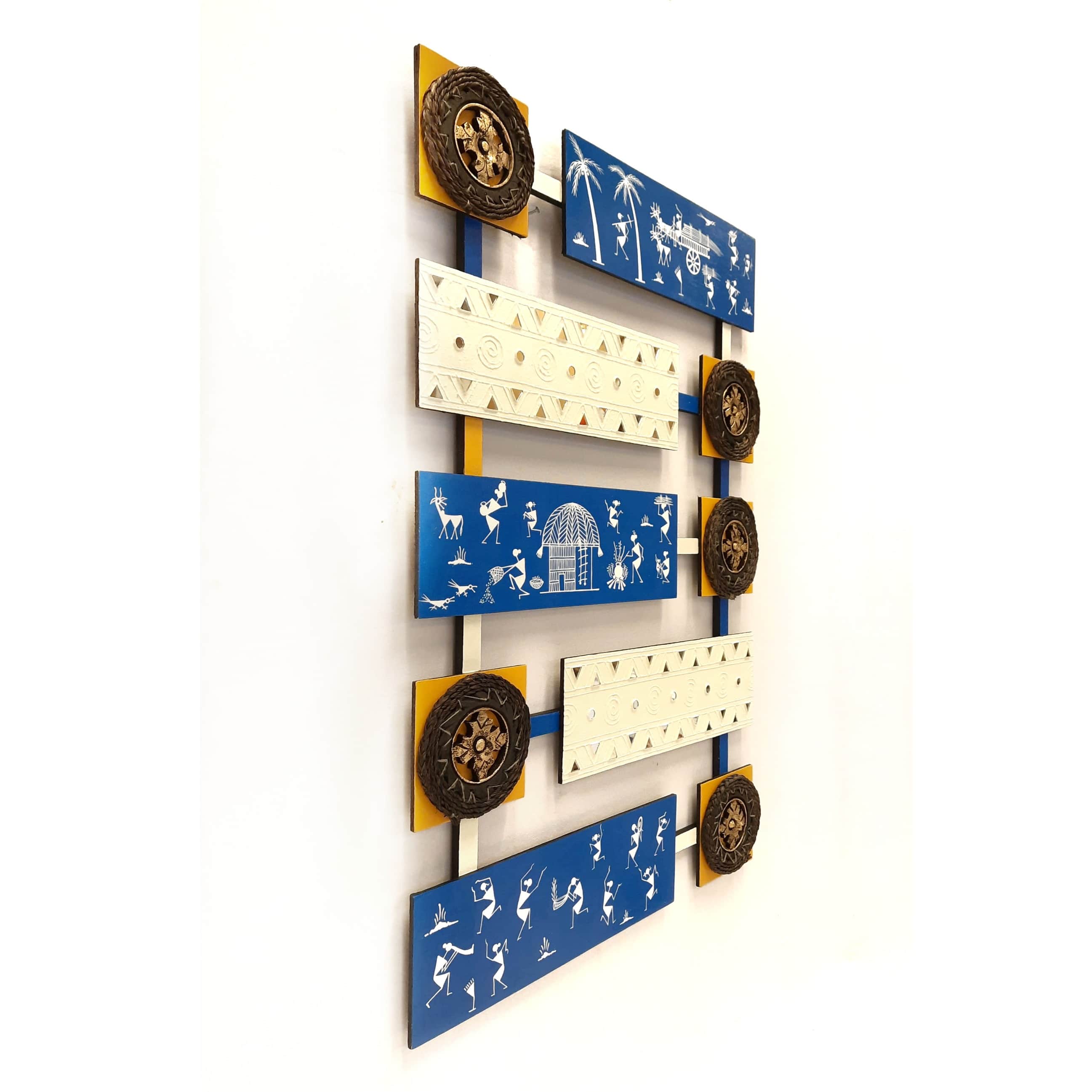 Wooden Mystical mural wall piece (Warli + Lipan Work) - right_view