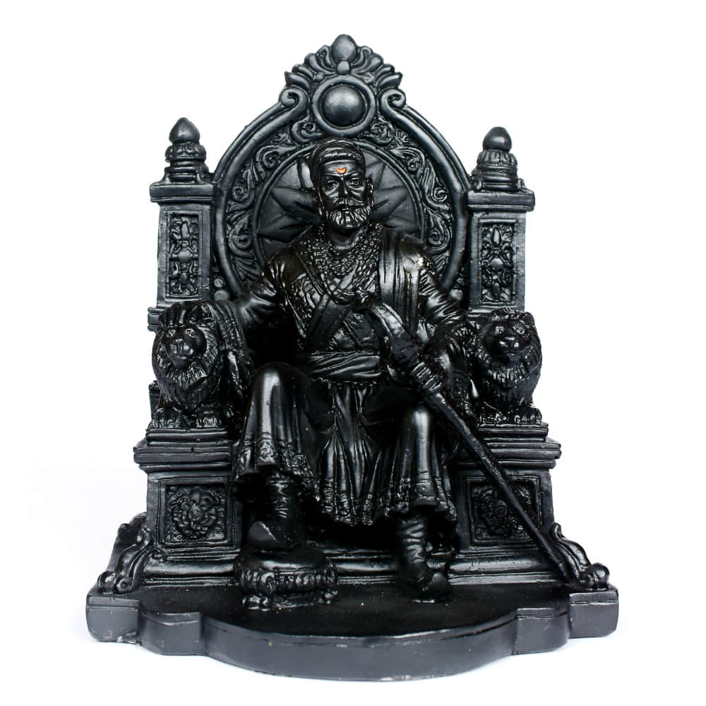 Shivaji Maharaj Black Color Decorative Statue - photo