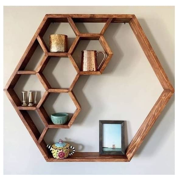 Rustic Wood Hexagon Floating Shelves