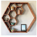 Rustic Wood Hexagon Floating Shelves - rear_view