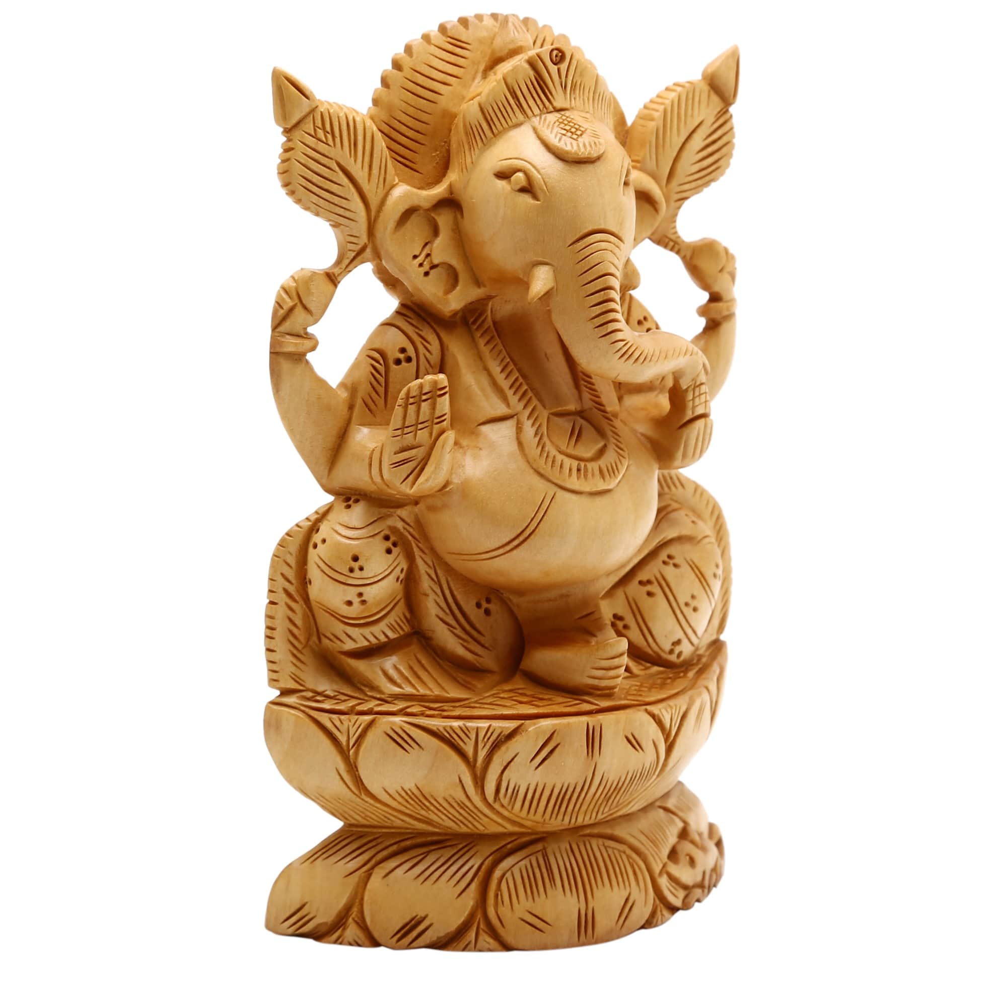 Wooden Ganesh statue Idol 15 cm - front_view