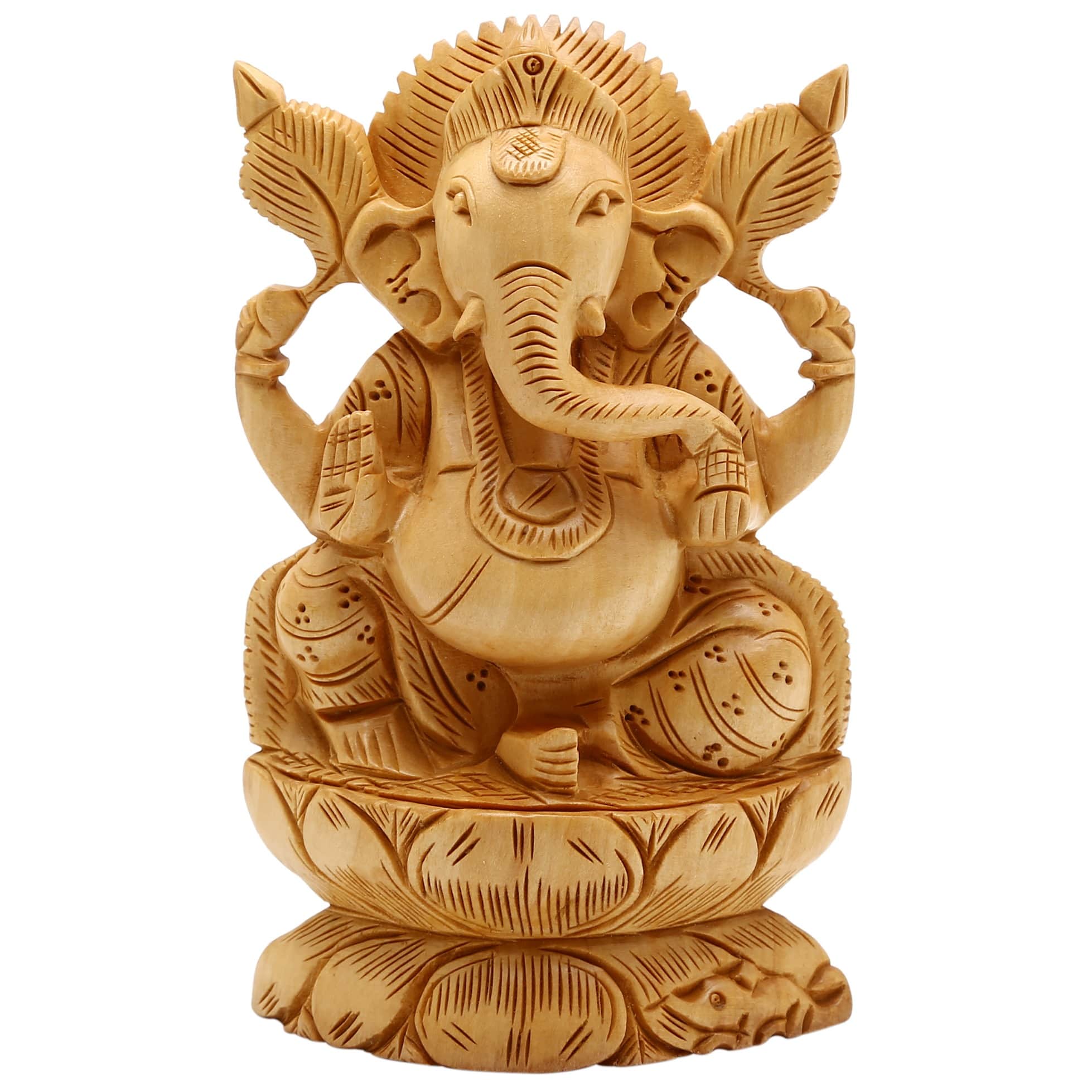 Wooden Ganesh statue Idol 15 cm - bottom_view
