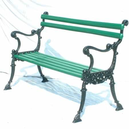 Vibrant Green Iron Bench - photo