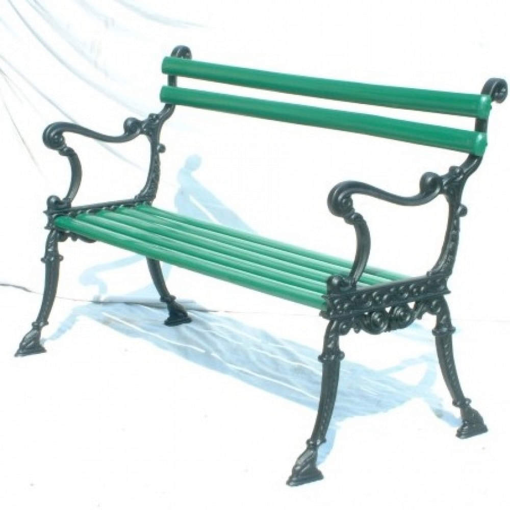 Vibrant Green Iron Bench - photo
