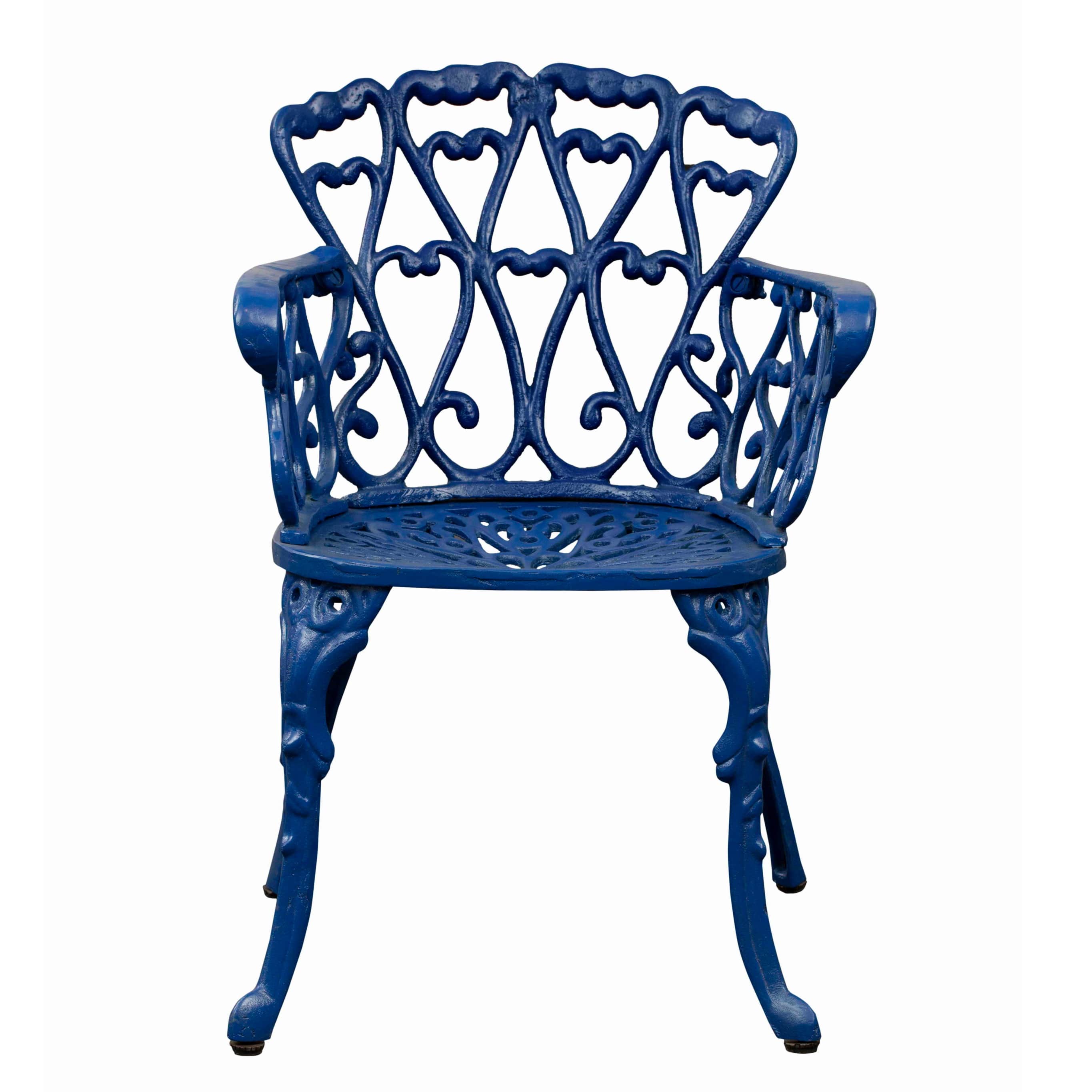 Indigo Blue Iron Garden Chair - front_view
