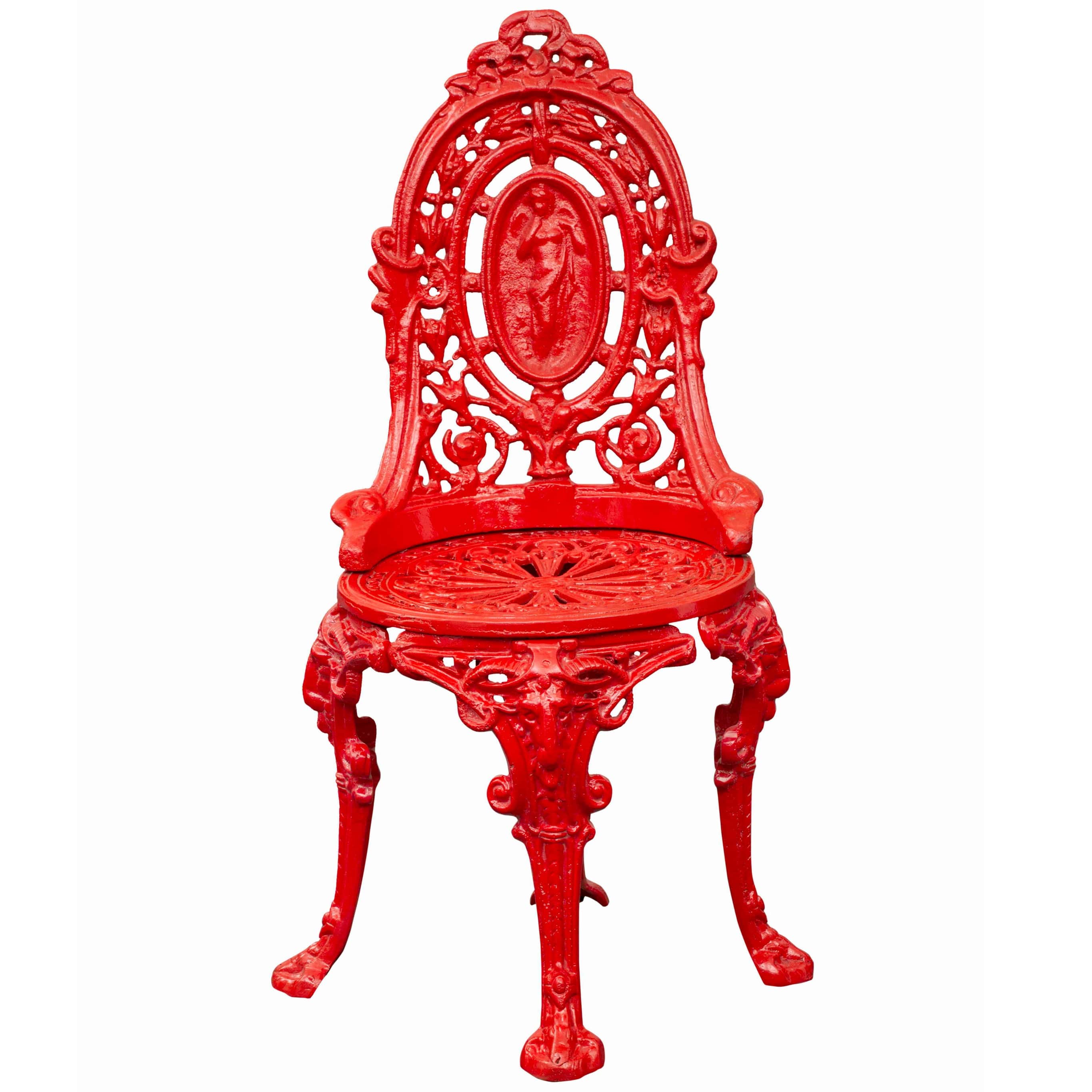 Crimson Red color Iron Chair - front_view