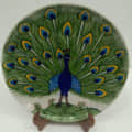 Blue Glass Blue Pottery Peacock Plate - photo