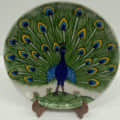 Blue Glass Blue Pottery Peacock Plate - front_view