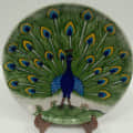 Blue Glass Blue Pottery Peacock Plate - top_view