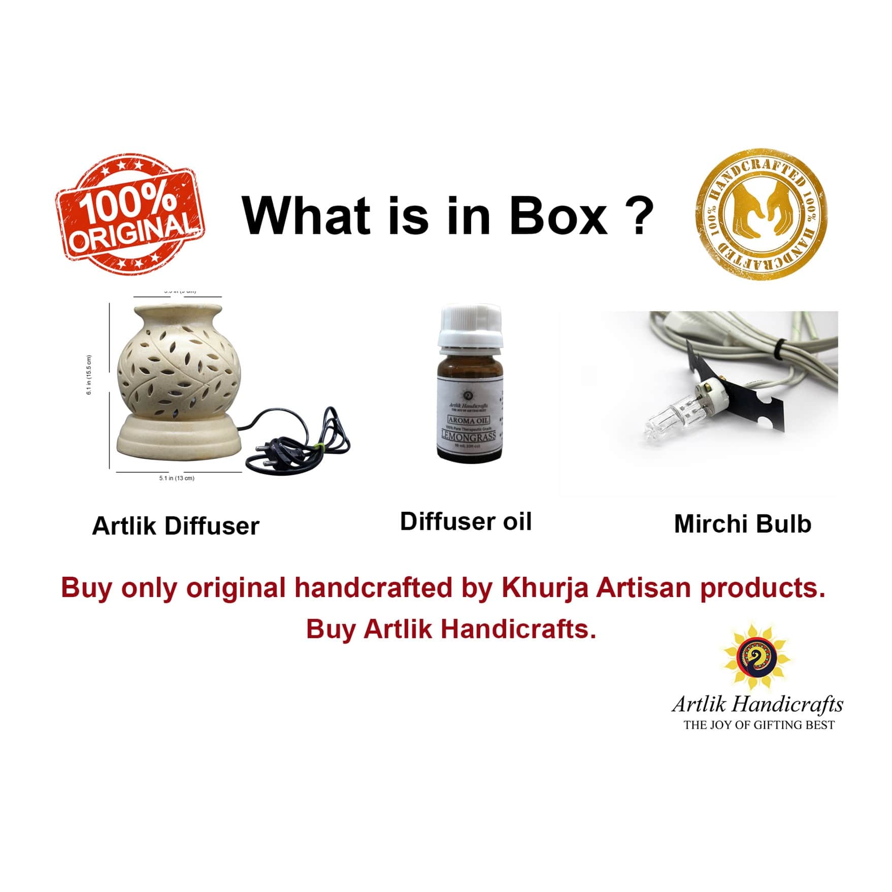 Oil Ceramic Matka Shape Diffuser Burner with Electric Bulb - rear_view