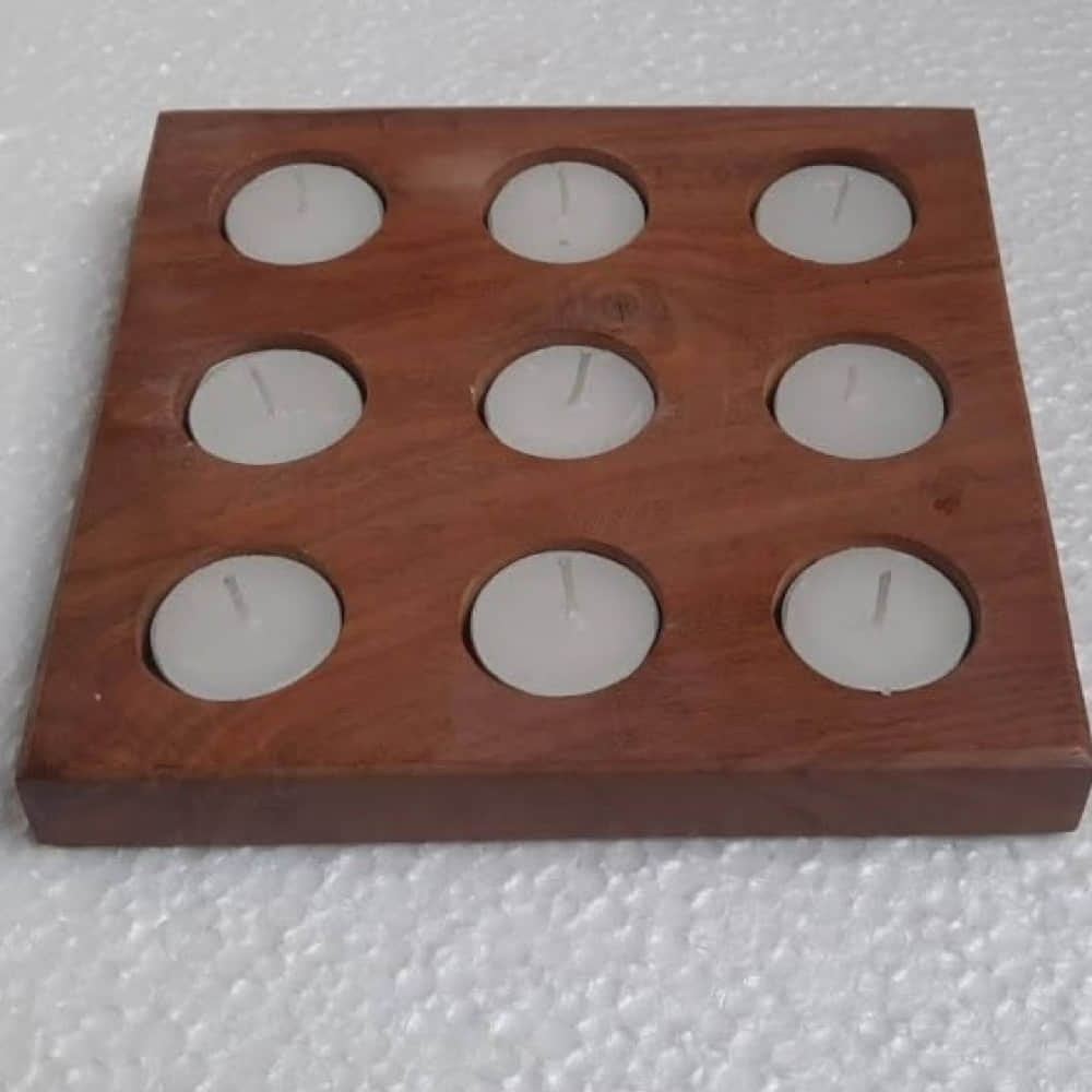 Wooden Tealight Holder For 9 Pieces - photo