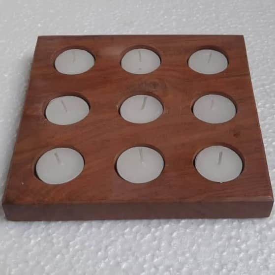 Wooden Tealight Holder For 9 Pieces - rear_view