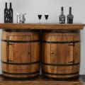 Handcarved Barrel Shaped Bar Cabinet (25X15X37 Inch) - photo