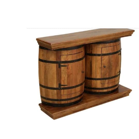 Handcarved Barrel Shaped Bar Cabinet (25X15X37 Inch) - top_view
