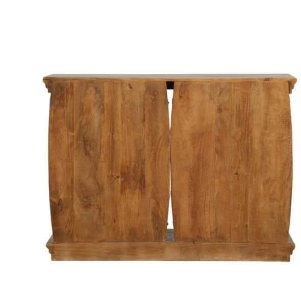 Handcarved Barrel Shaped Bar Cabinet (25X15X37 Inch) - rear_view