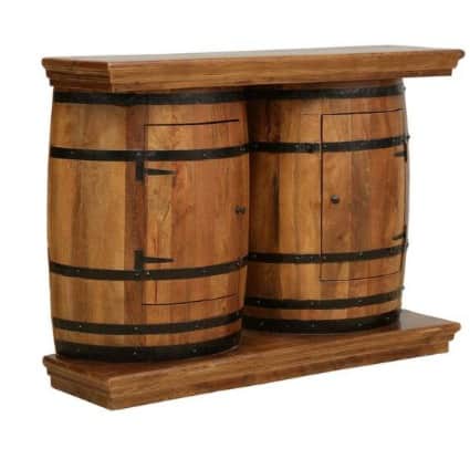 Handcarved Barrel Shaped Bar Cabinet (25X15X37 Inch) - left_view