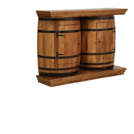 Handcarved Barrel Shaped Bar Cabinet (25X15X37 Inch) - right_view