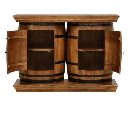 Handcarved Barrel Shaped Bar Cabinet 25X15X37 Inch