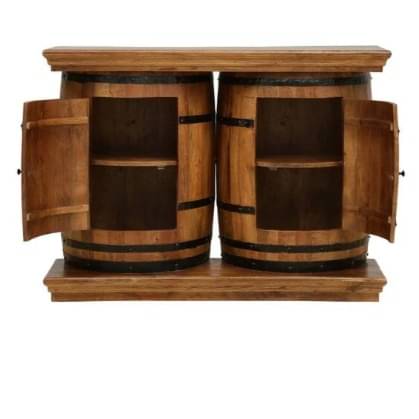 Handcarved Barrel Shaped Bar Cabinet (25X15X37 Inch)