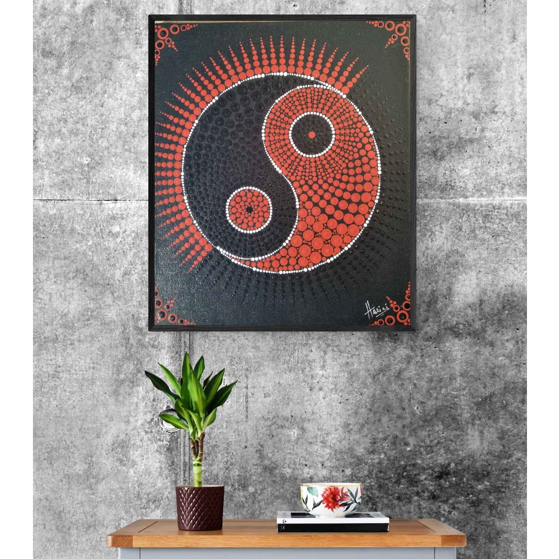 Yin & Yang Mandala Wall Painting - photo