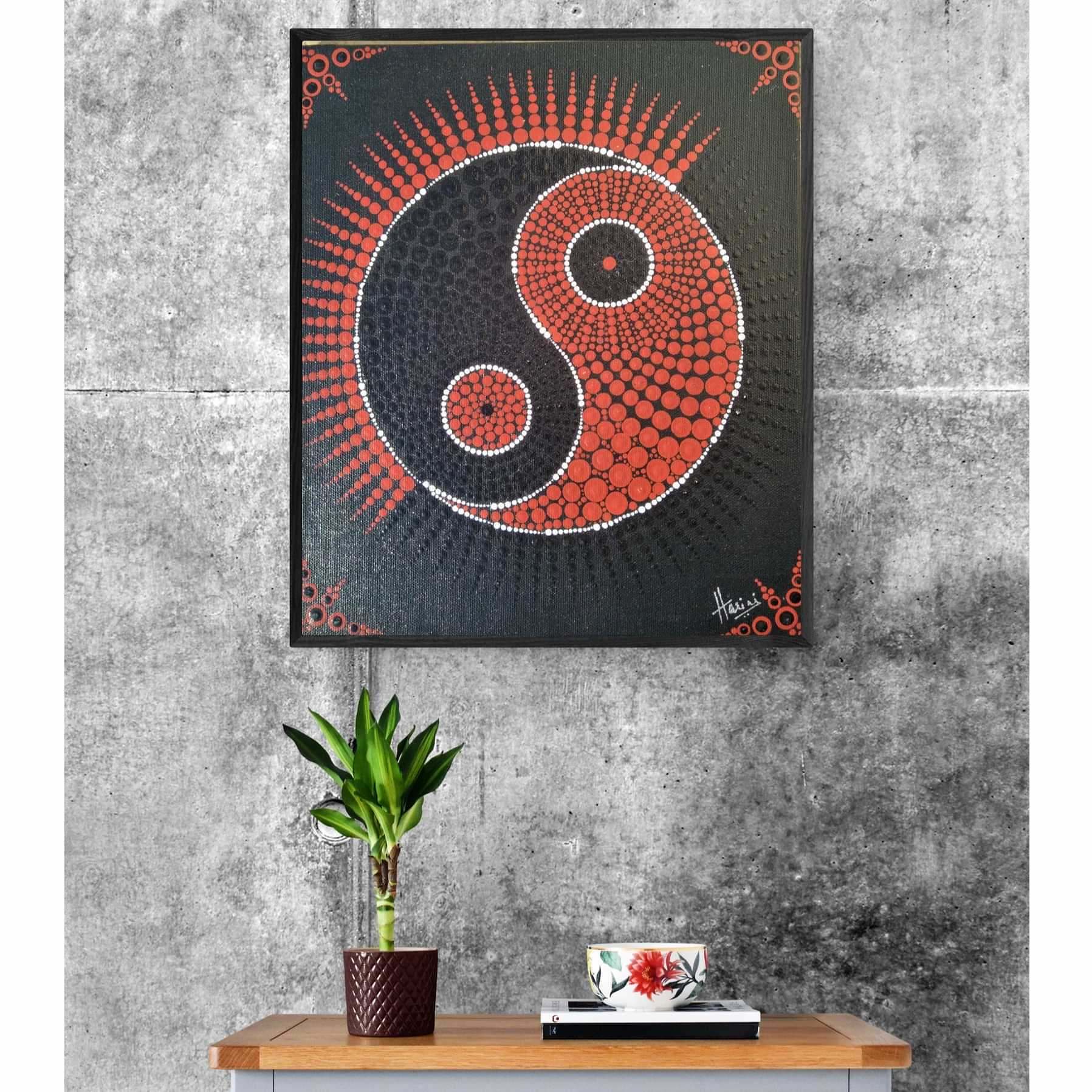 Yin & Yang Mandala Wall Painting - photo