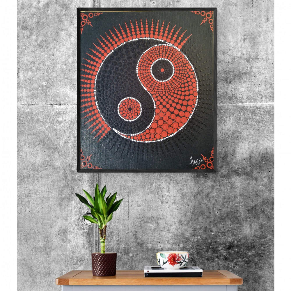Yin & Yang Mandala Wall Painting - photo