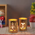 Laxmi And Ganesh Tealight Holder (Golden, Pack of 2) - photo