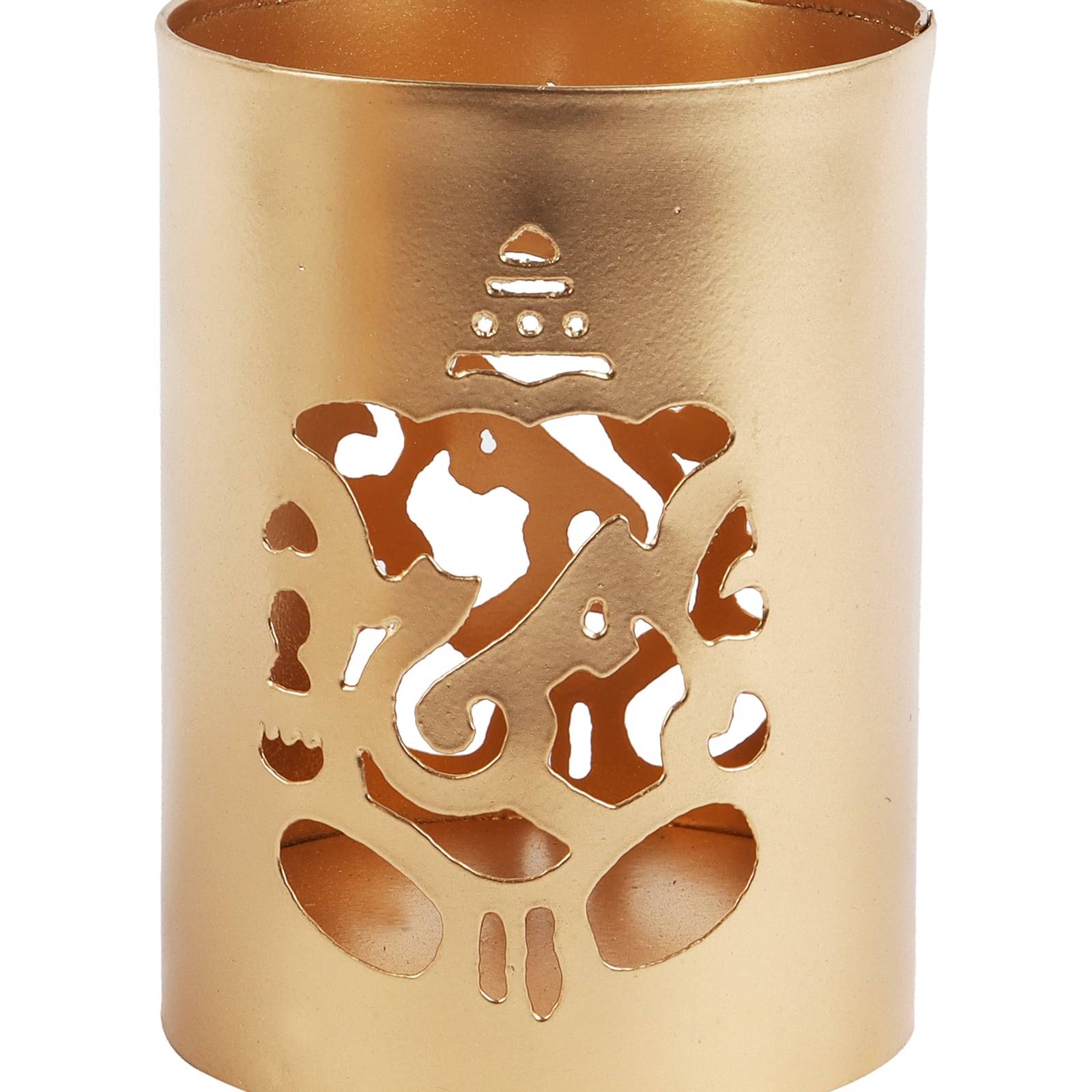 Laxmi And Ganesh Tealight Holder (Golden, Pack of 2)