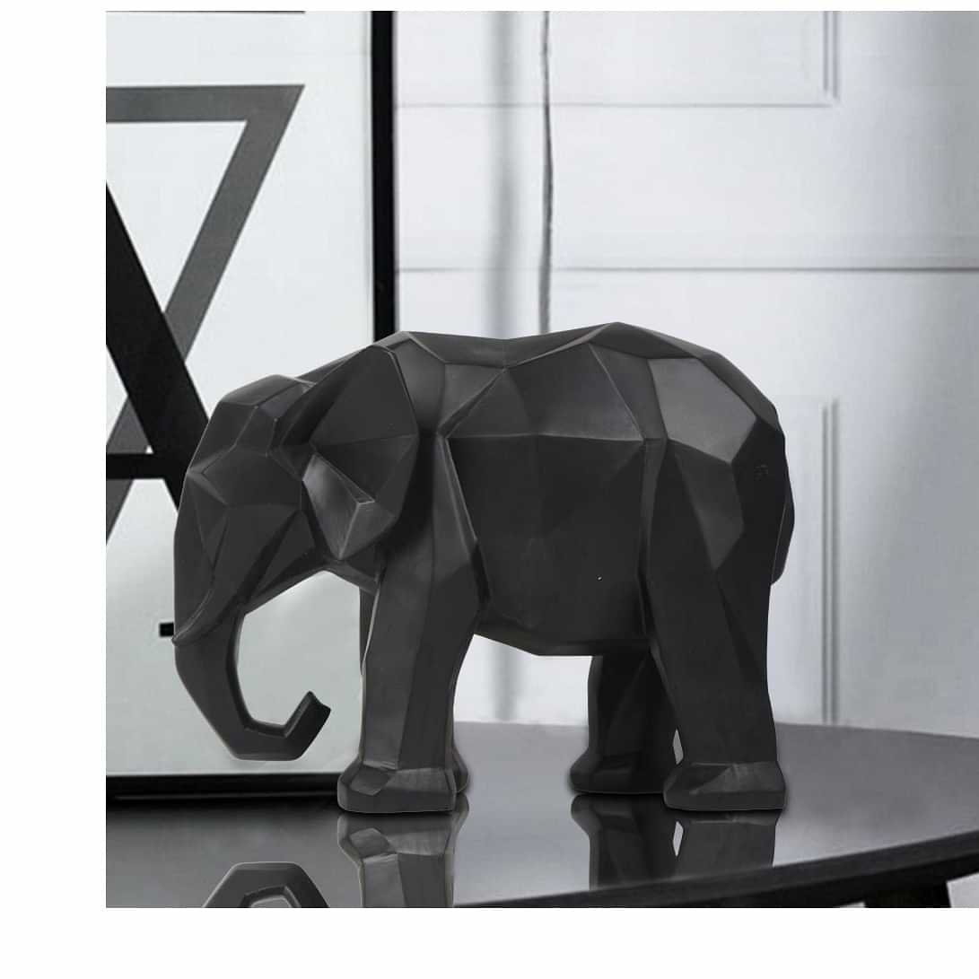 Black Geometric Elephant Artefact - photo