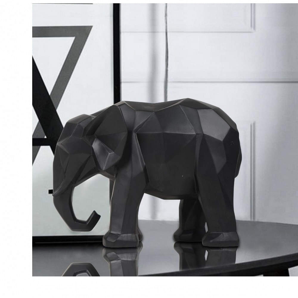Black Geometric Elephant Artefact - photo
