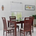 Solid Wood 4 Seater Dining Set In Honey teak Finish - front_view