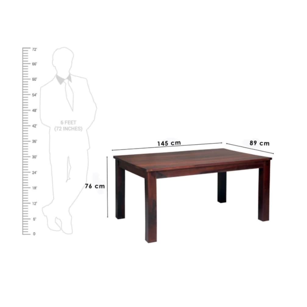 Solid Wood 6 Seater Dining Set In Classic Honey Finish - top_view