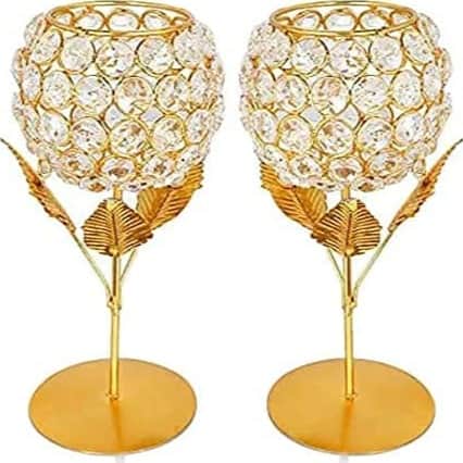 Crystal Tea Light Candle Holder Set of 2 - front_view