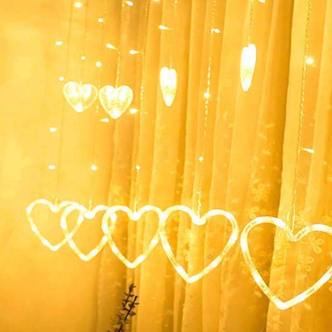 Curtain Heart String Lights(Warm Yellow)