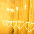 Curtain Heart String Lights(Warm Yellow) - top_view