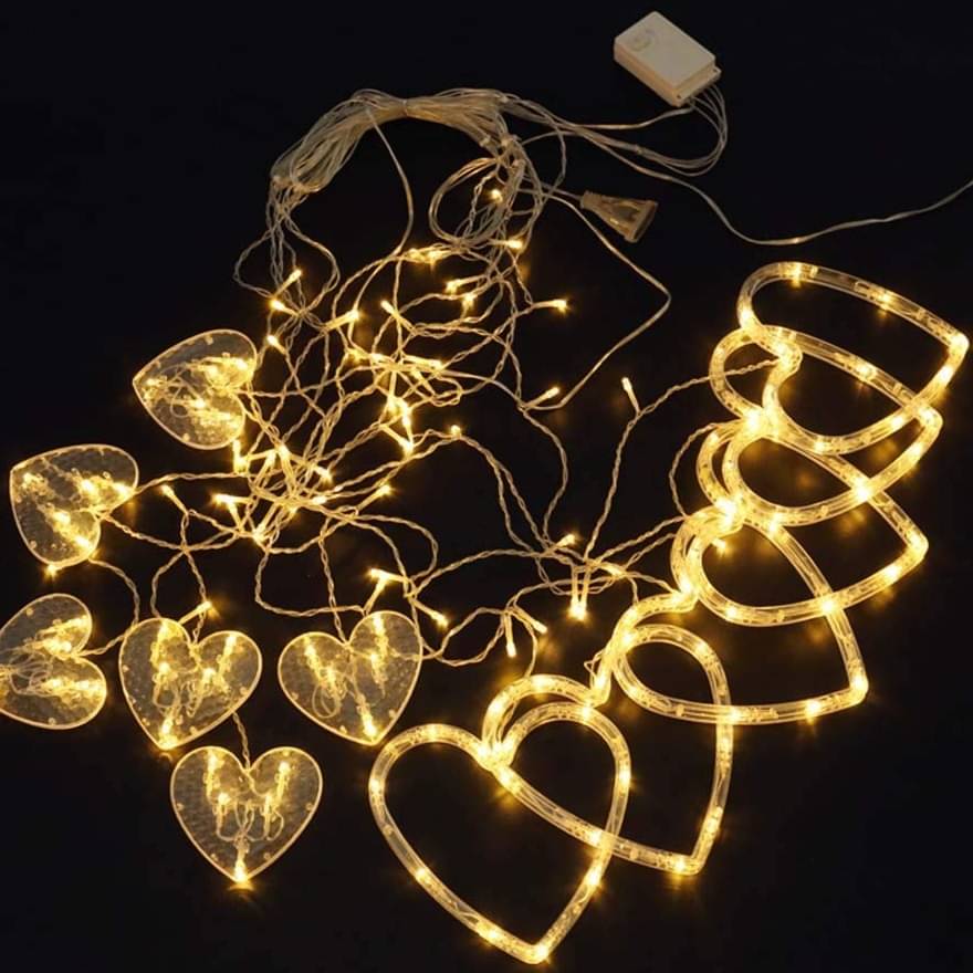 Curtain Heart String Lights(Warm Yellow)
