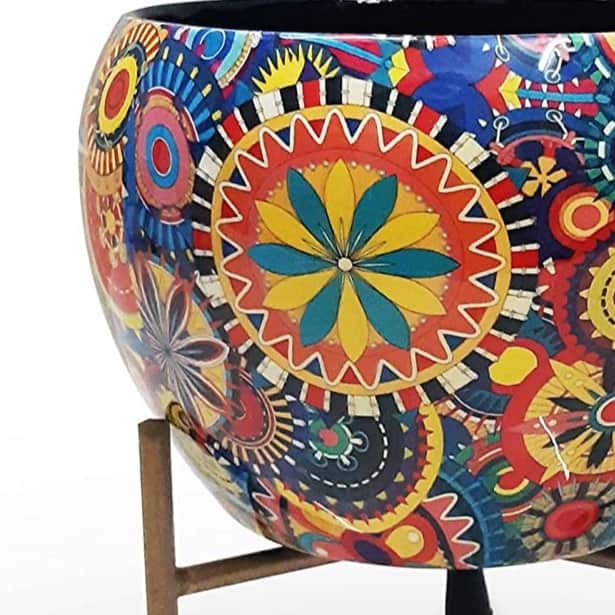 Metal Circle Flower Pot - rear_view