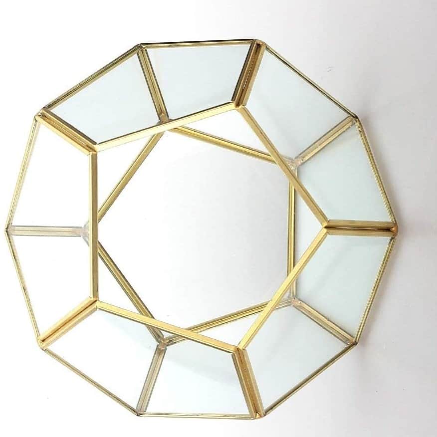 Gold Glass Geometric Terrarium PentagonPlanter - front_view
