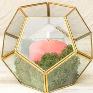 Gold Glass Geometric Terrarium PentagonPlanter - right_view