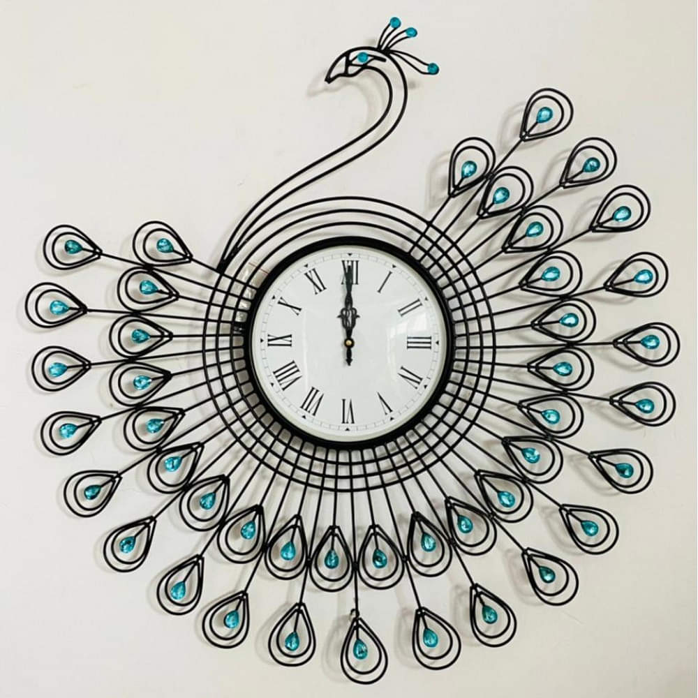 Peacock Decorative Metal Wall Clock - photo