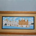Beautiful Golden Temple painting Wall Art Decor With Golden Frame - top_view