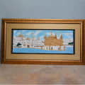 Beautiful Golden Temple painting Wall Art Decor With Golden Frame - rear_view